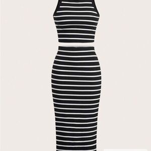 SHEIN Monochrome Striped Two Piece Set